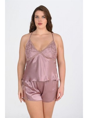 Pileli Store Pilelistore Büyük Beden Vizon Şort Takımı