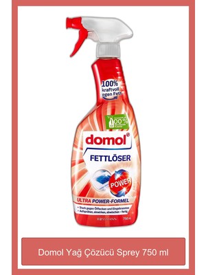 Domol Power Ultra Kokusuz Yağ Çözücü Sprey 750 ml - Hızlı ve Derinlemesine Temizlik, İnatçı Yağ ve Kir Lekelerini Kolayca Ortadan Kaldırır
