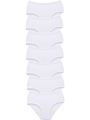 7 Adet Tutku Kadın Yüksek Bel Bato Kalın Lastik Külot Beyaz