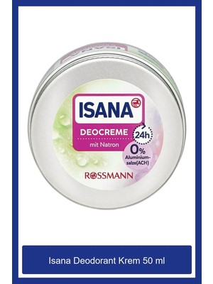 Isana Deodorant Krem 24 Saat Koruma Sağlayan Vegan Formül 50 ml Pudrasız