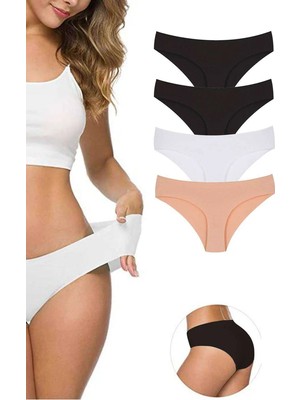 4 Adet Kadın Dikişsiz Lazer Kesim Esnek Iz Yapmayan Külot S4