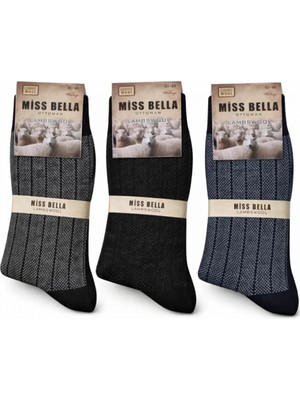 Pileli Store Pilelistore Missbella Yün Jakarlı Erkek Çorap 3 Adet