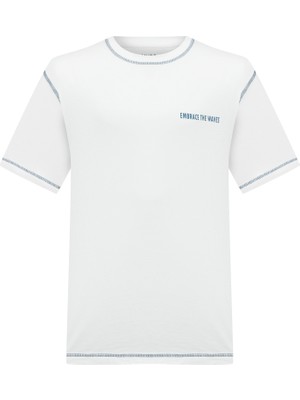 Mudo Baskılı Bisiklet Yaka Oversıze T-Shırt