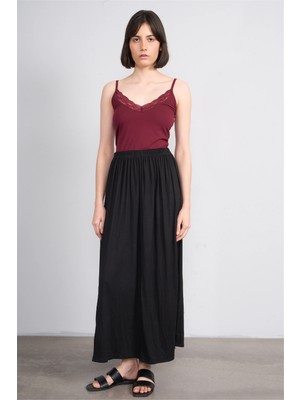 Metraj Y26 14 Siyah Kadın Penye Anne Battal Etek  Std