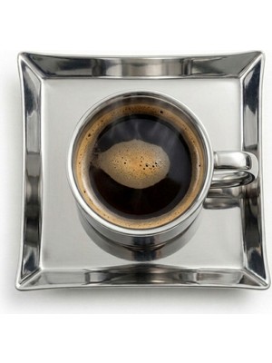 Arsel Teos Çelik Mini Sunum, Bardak - Kupa Altı - Kahve - Kuruyemiş Tabağı Kare 304 Kalite 18/10