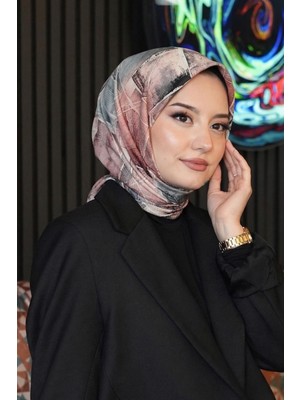 Afvente Geometrik Desen Taş Soft Pamuk Eşarp