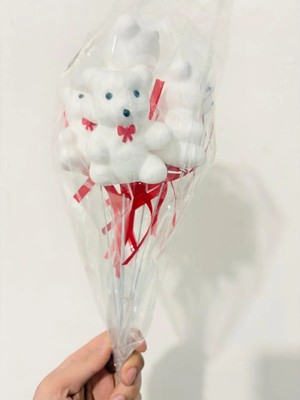 Eng Parti Dünyası 10’lu Beyaz 30 cm Strafor Köpük Ayıcık Çubuklu Süs Seti