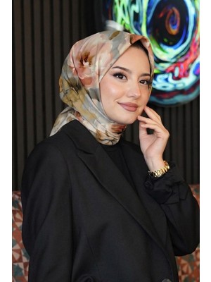 Afvente Gül Bahçesi Desen Vizon Soft Pamuk Eşarp