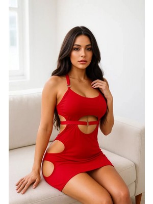 Pileli Store Pilelistore Desenli Transparan Mini Elbise