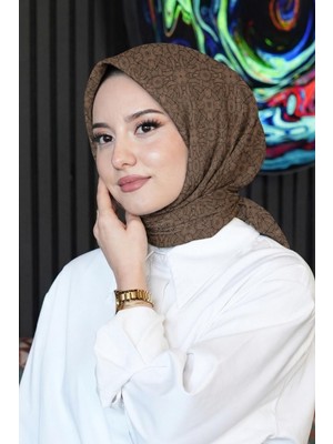 Afvente Geometrik Desen Siyah Soft Pamuk Eşarp