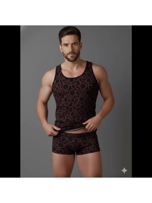 Pileli Store Pilelistore Erkek Desenli Tank Top Boxer Takımı