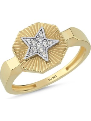 Sembol Gold 14 Ayar Yıldız Detaylı Altın Yüzük 2,15 gr