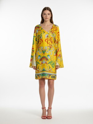 Xint Kadın Sarı Doğal Dökümlü Oversize Elbise