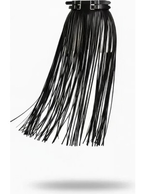 Pileli Store Pilelistore Siyah Etek Suni Deri Etek Çift Tokalı Bel Detaylı Etek - BRF1090