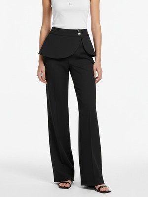 Xint Kadın Siyah Pamuk Dokulu Regular Fit Pantolon