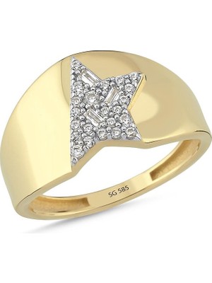 Sembol Gold 14 Ayar Yıldız Detaylı Taşlı Altın Yüzük 2.70 Gram