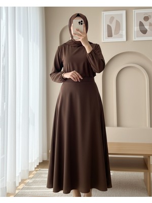 Moda Morfo Bol Kiloş Sukuba Puf Etek   -Kahve