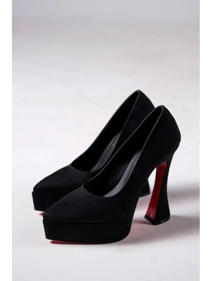 Ayakkabı Ateşi Siyah Süet Özel Tasarım Platform Kadın Ayakkabı Mila