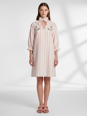 Xint Kadın Pembe Keten Karışımlı Oversize Elbise