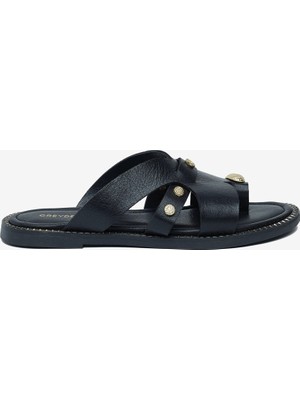 Greyder Kadın Siyah Hakiki Deri Terlik 6Y2WT59358