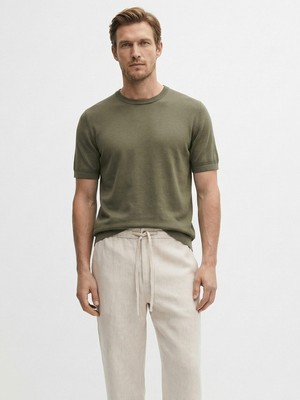 Xint Erkek Haki Doğal Dökümlü Regular Fit Kazak