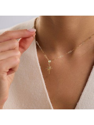 Sembol Gold 14 Ayar Kutup Yıldızı Altın Kolye 1.20 Gram 45 cm