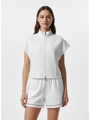 Xint Kadın Beyaz Pamuk Dokulu Oversize Sweatmont