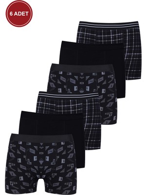 Koza İç Giyim Erkek 6'lı Pamuklu Likralı Boxer