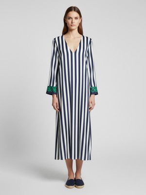 Xint Kadın Lacivert Pamuk Dokulu Oversize Elbise