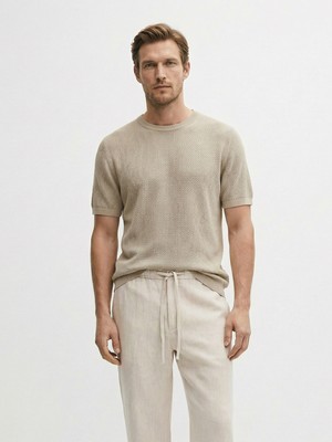 Xint Erkek Naturel Keten Karışımlı Oversize Kazak