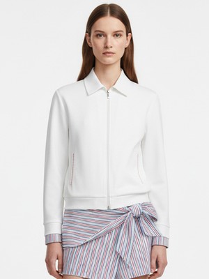 Xint Kadın Beyaz Pamuk Dokulu Oversize Sweatmont