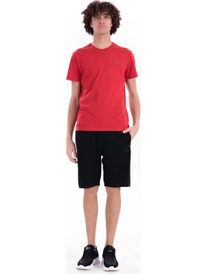 Piero Perla Jaguar Baskılı ve Etek Nakışlı Bisiklet Yaka Slim Fit Erkek Kırmızı T-Shirt