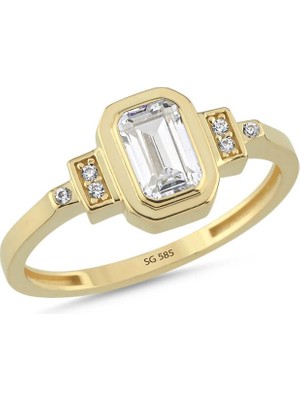 Sembol Gold 14 Ayar Baget Taşlı Altın Yüzük 1,85 gr
