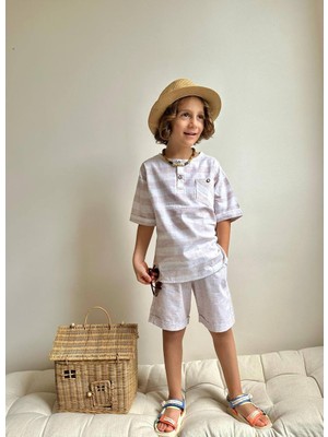 Butik Erkek Çocuk %100 Pamuklu Alt - Üst Şortlu 2'li Takım