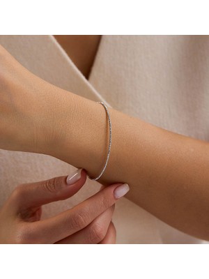 Sembol Gold 14 Ayar Beyaz Altın Dorika Kelepçe Bileklik 2 mm 1.55 Gram