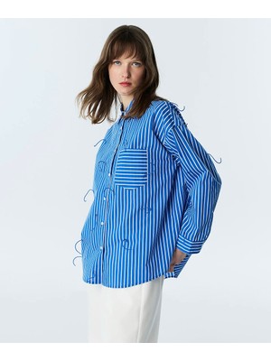 Twist Püskül Efektli Çizgi Desen Gömlek TS1260025235020