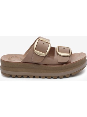 Greyder Kadın Açık Vizon Nubuk Hakiki Deri Terlik 6Y2FT59091