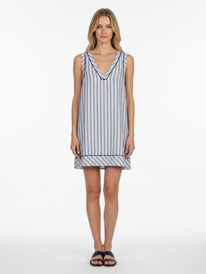 Xint Kadın Lacivert Pamuk Dokulu Oversize Elbise