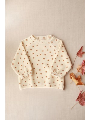 Oh la la Koala For Little Ones Puantiye Baskılı Kadife Düğme Detaylı Bebek Üst