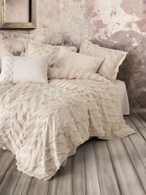 Nerm Ranforce Çift Kişilik Yatak Örtülü Nev Takımı Limi Crimp Bej