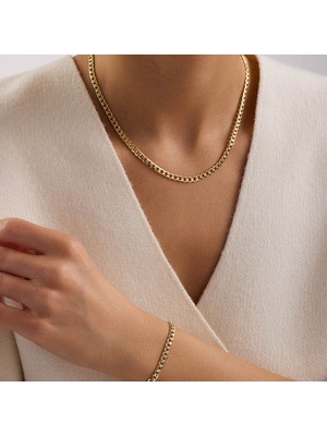 Sembol Gold 14 Ayar Gurmet Altın Set Kolye Bileklik 4.70 Gram 4 mm