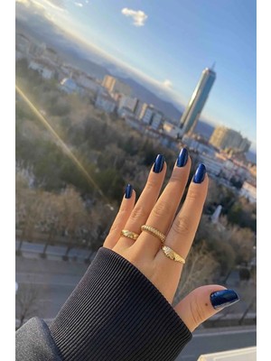 Trenddora Kadın 3'lü Gold Yüzük Seti