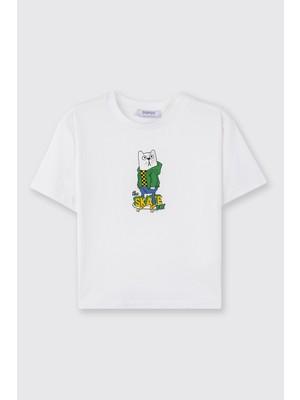 Panço Erkek Bebek Baskılı Beyaz Tişört