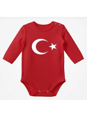 Venüs Dijital Ayyıldız Türkiye Baskılı Kırmızı Bebek Zıbın Body