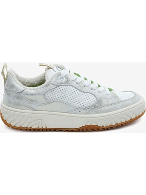 Lab Kadın Beyaz Gümüş Hakiki Deri Sneaker Ayakkabı 6Y2CA45331