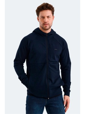 Slazenger ST24WE053-400 Vıolet Lacıvert Erkek Kapusonlu Tam Fermuarlı Sweatshırt