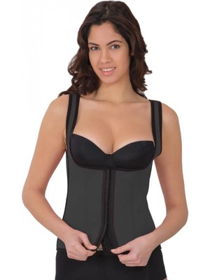 Pileli Store Pilelistore Gri Mı 9173 Terletici Agraflı Göğsü Açık Atlet Korse