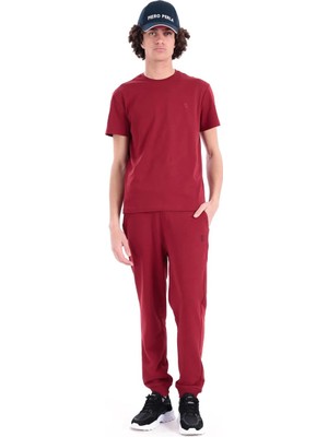 Piero Perla Interlok Compact Tona Ton EVA Nakışlı Bisiklet Yaka Slim Fit Erkek Kırmızı T-Shirt