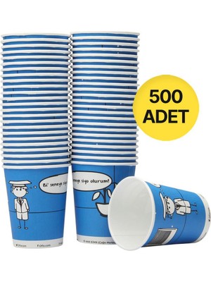 Ofix Karton Bardak Özel Baskılı 7 Oz 180 ml 500 Adet - Mavi