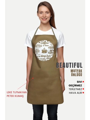 Sevilya Beautiful Sıvı Geçirmez Su Geçirmez Mutfak Önlüğü Coffee Antrasit